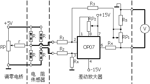 电阻式传感器全桥实验电路