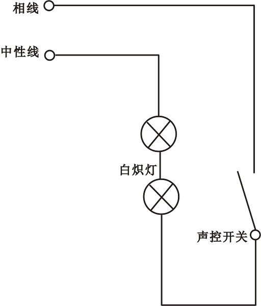 声控开关控制楼梯灯电路